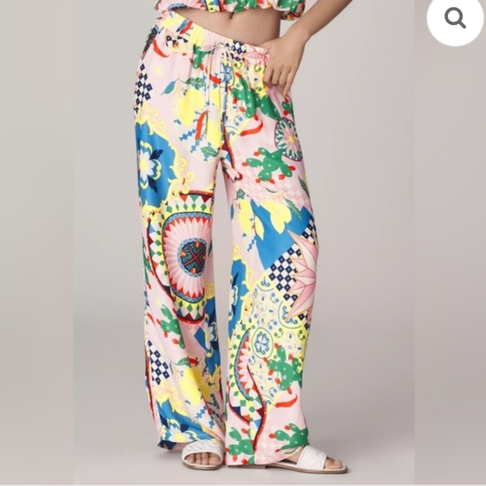 Maeve By Anthropologie Multicolor Patterned Wide Leg Pants Size Medium/Large